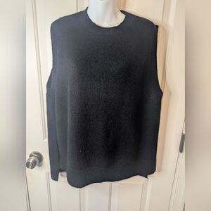 H&M Black Sleeveless Sweater Pull On With Side Slits, Size Medium